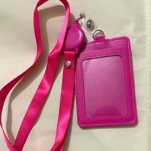 Hot Pink Lanyard ID Badge Holder